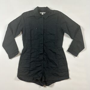 OUTERKNOWN STATION SUIT SHORTALL LINEN BLEND ROMPER Black NWT Size Medium $168